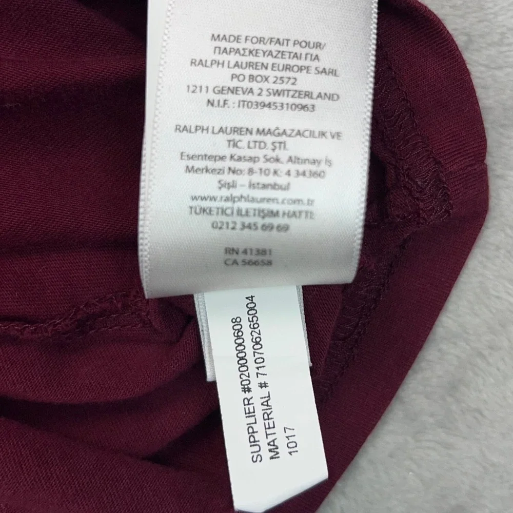POLO RALPH LAUREN Jersey Hooded T-Shirt Mens Large Burgundy Long Sleeve Pony Tee